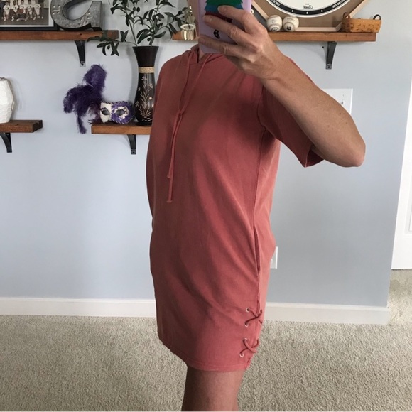 Coral/Rusty Color Hooded Tunic Dress - Picture 5 of 7